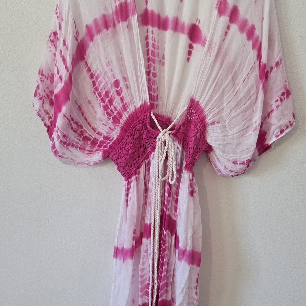 Pink Tie-Dye Women's Kimono
